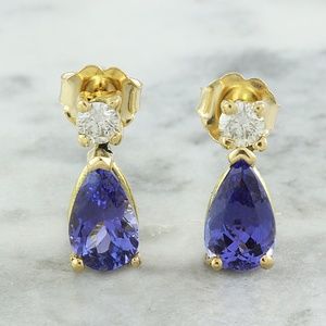 2.25CTW Tanzanite 14K Yellow Gold Diamond Earrings